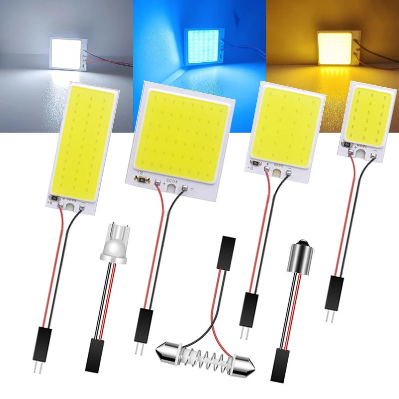 White ice blue T10 W5w Cob 24SMD 36SMD 48SMD Car Led Clearance License Panel Lamp Auto Interior Reading Bulb Trunk Festoon Light