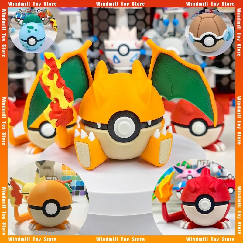 3D-Druck Charmander Squirtle Bulbasaur Poké Ball Series Pokémon Game Peripheral Collections Modell Desktop Ornament Dekoration