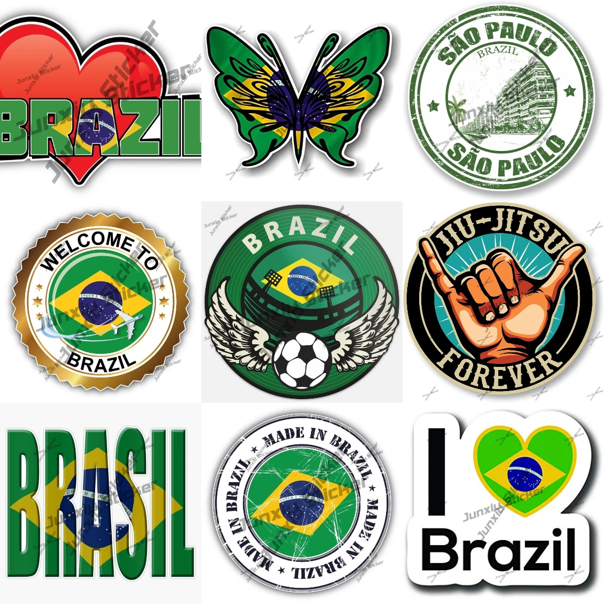 

Brazil Sao Paulo Flag Butterfly Sticker Brazilian Jiu Jitsu Forever Football City Oval Vinyl Decal For Car Bumper Window Laptop