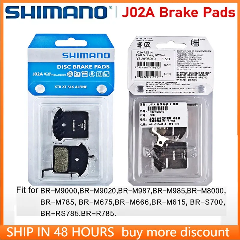 SHIMANO J02A MTB Bicycle Resin Brake Pad Ice Tech Cooling Fin for BR-M9020 M987 M985 M785 M675 M666 M615 M6000 M7000 M8000 M9000