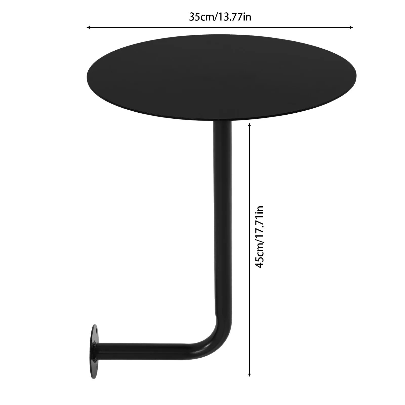 Wall-Mounted Black Wrought Iron Round Bar Table, 17.72in Height, Space-Saving Design for Small Spaces