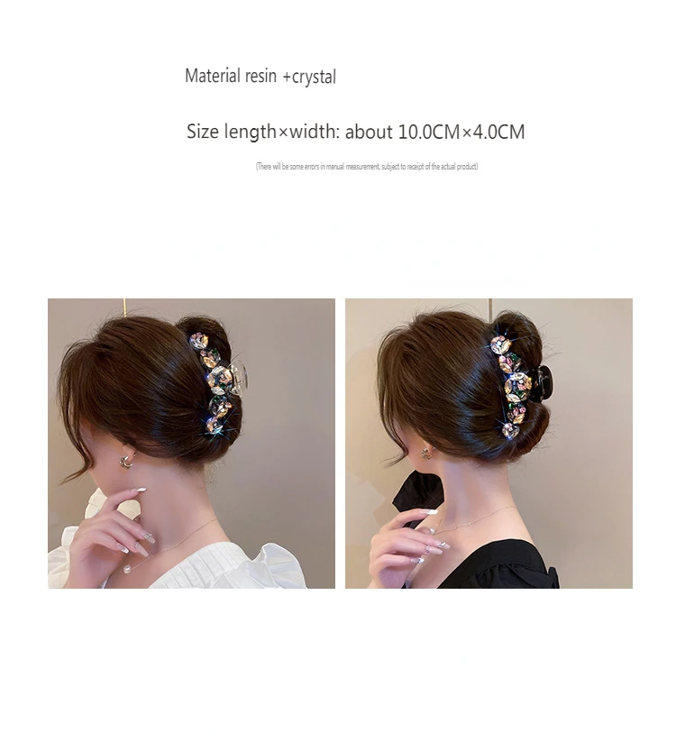 Colorful Rhinestone Large Light Luxury Hair Clip Temperament Girl High-end Shark Clip Hair Rope Headwear