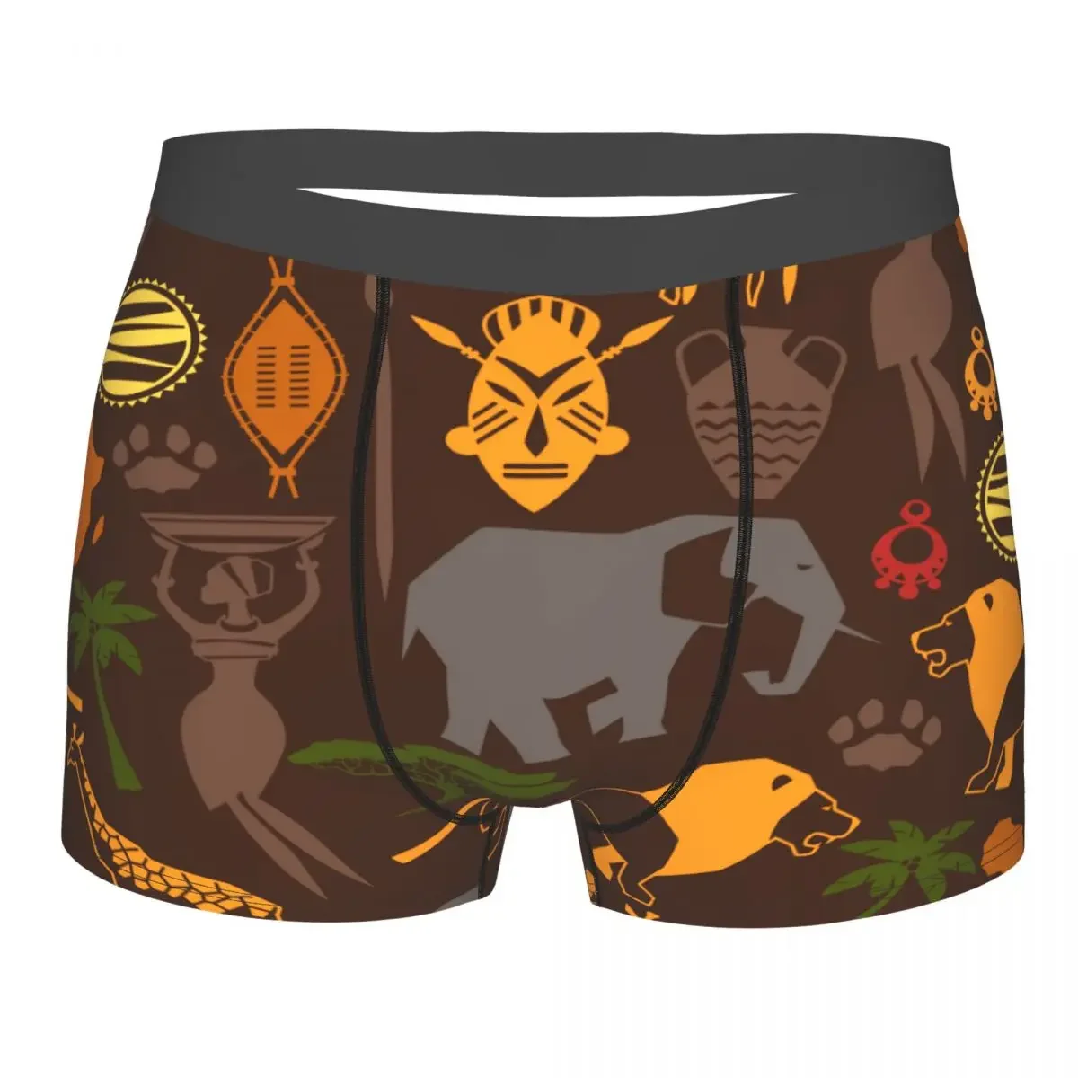

Boxershorts Men Comforable Panties Set African Ethnic Pattern with Stylized Icons Underwear Man Boxer