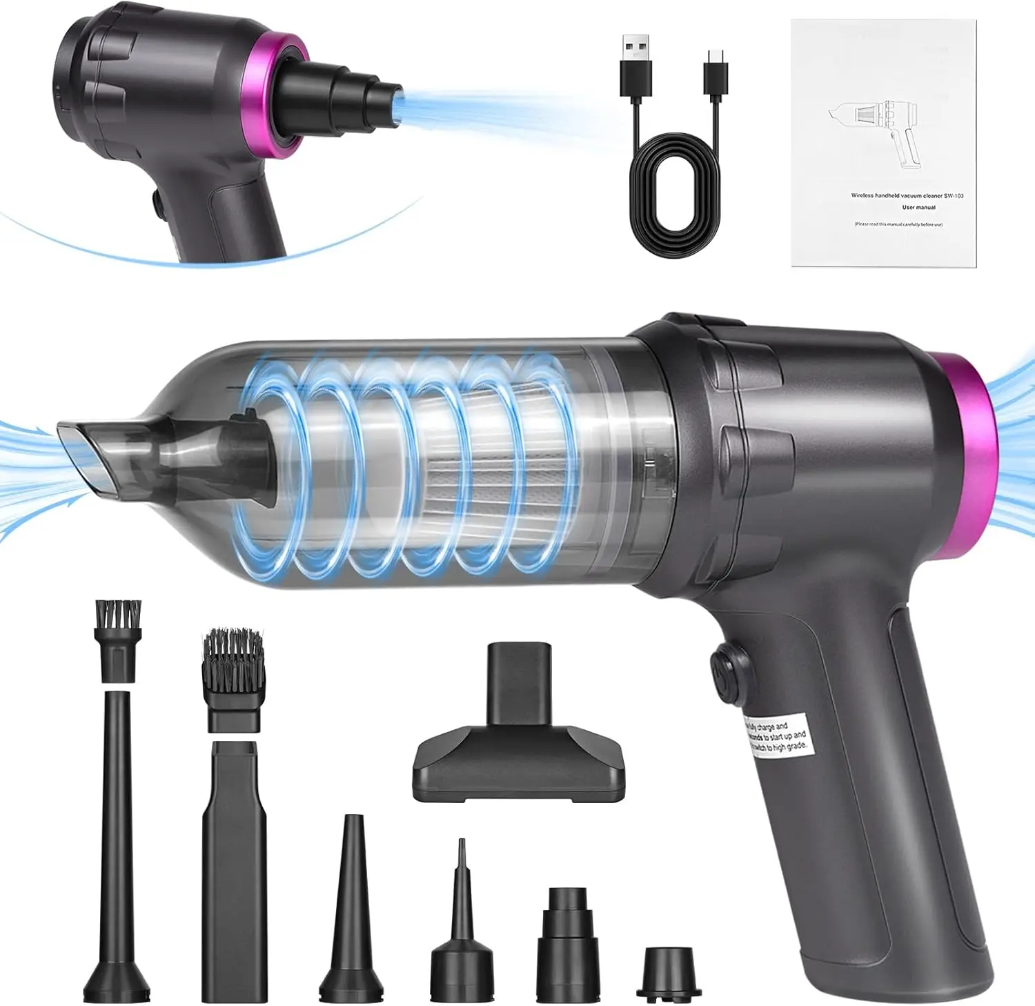 

Автомобильный пылесос 16000PA беспроводной портативный с бесщеточным двигателем для автомобиля, дома и офиса