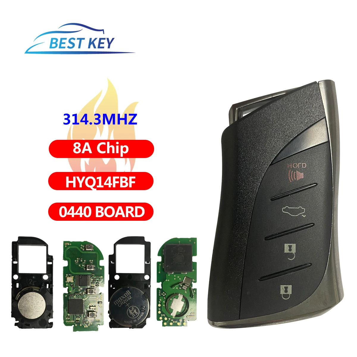 

BEST CAR Car Remote Control Key Keyless Go Card For Lexus LS500h ES350 2018 2019 0440 Board HQY14FBF 314.3 FSK 8A Chip