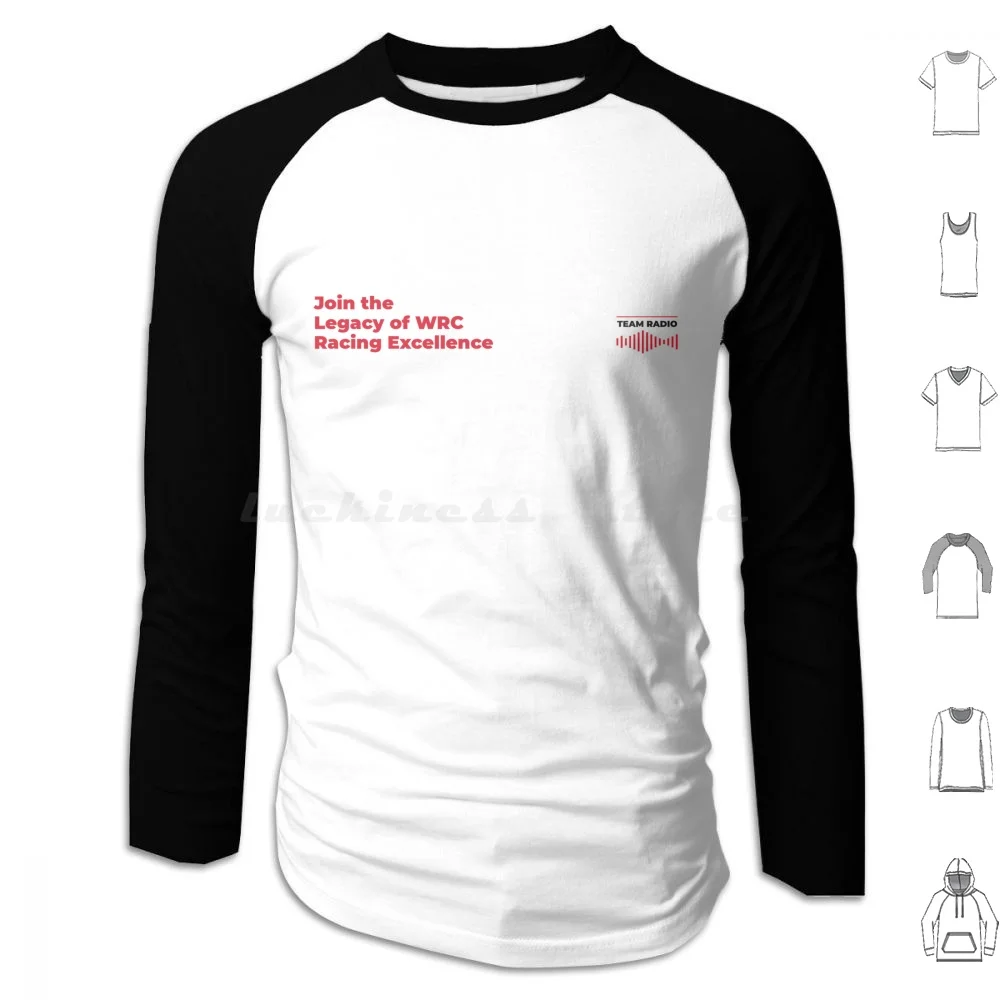 Join The Legacy Of Wrc Racing Excellence Hoodies Long Sleeve Wrc World Rally Inspirational Text Red Racing Minimal Proef