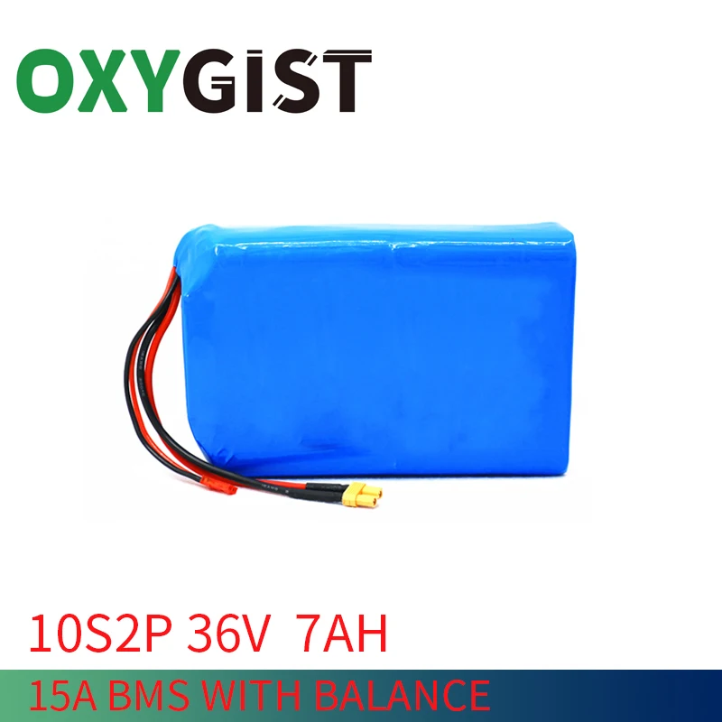 

OXYGIST 36V 7Ah 10S2P 450Watt 42V 18650 li-ion battery pack For electric scooter unicycle ebike m365 pro Extend range 15A BMS