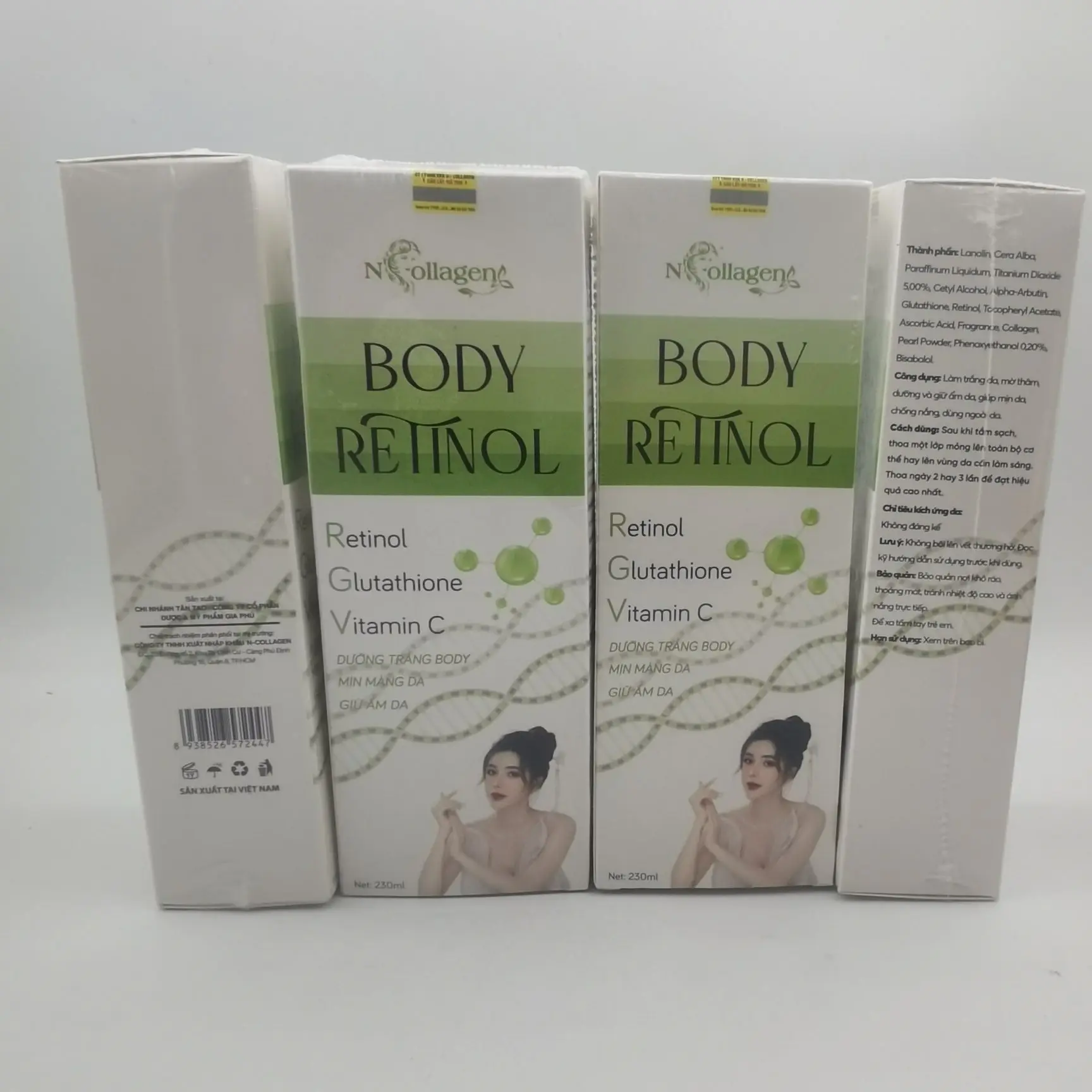 Vietnamese BODY REINOL Vitamin C Whitening Duo: Aufhellende Körperlotion und Duschgel für strahlende Haut