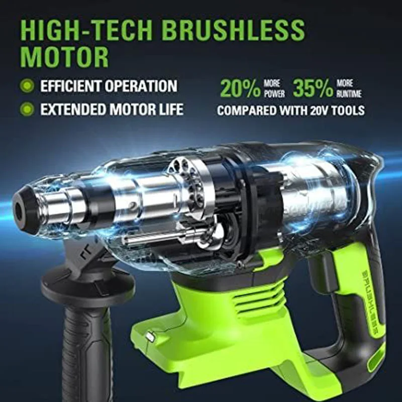 Greenworks G24HD Brushless มอเตอร์โรตารี่24V SDS-PLUS 4โหมด R สำหรับเจาะค้อน,เจาะค้อน,Chisel