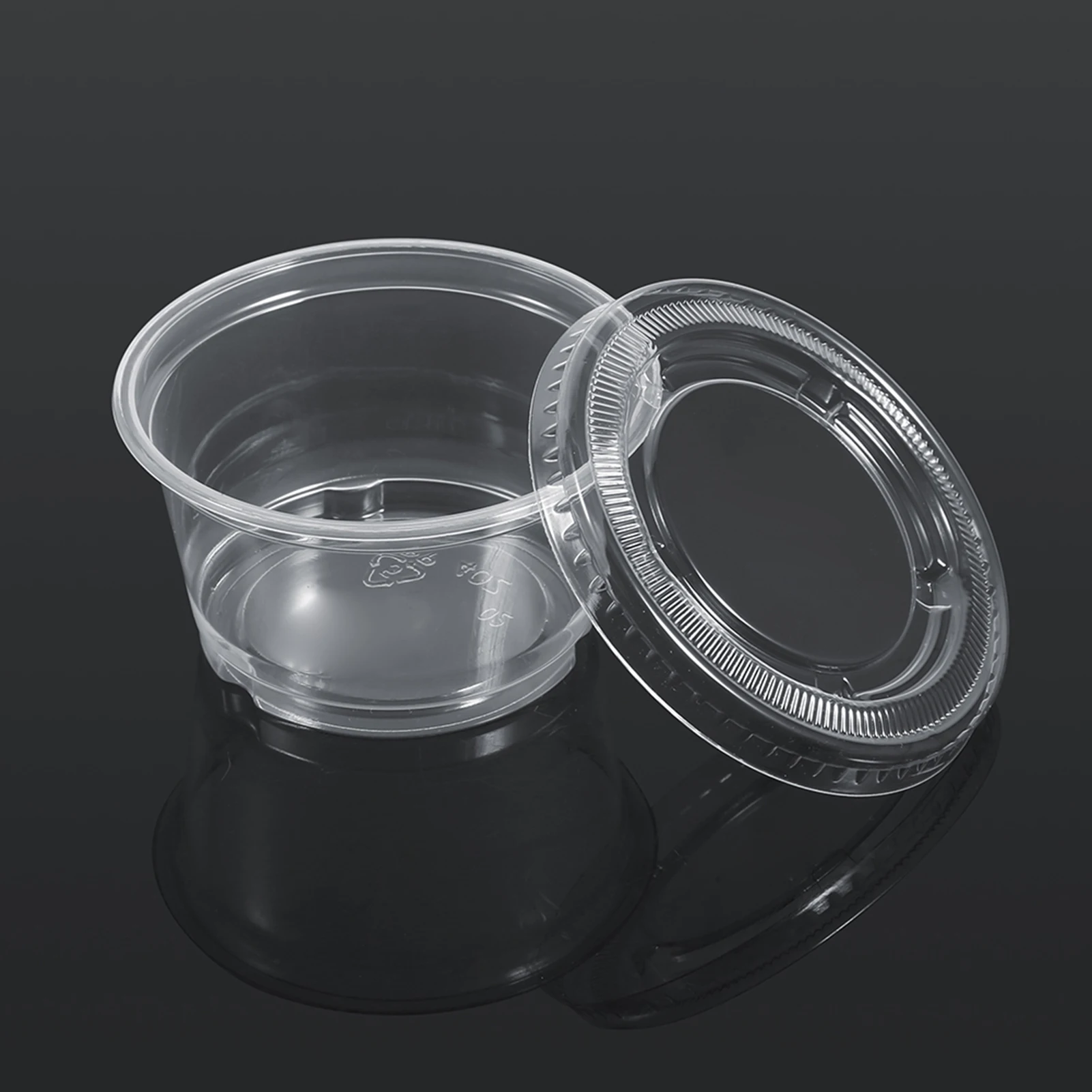 50 Uds. Cajas desechables de plástico transparente para salsa Chutney con tapa para comida caliente para llevar (4oz)