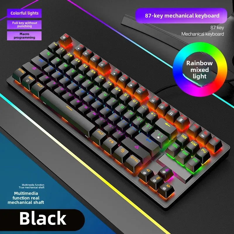 Mechanical Keyboard Blue Switch 87 Keys Gaming Computer Keyboard Office Compatible Cross-Border Professional Esports Tool