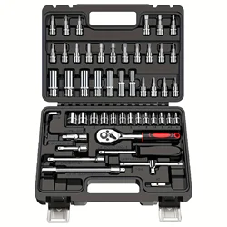 53-Piece Professional Repair Tool Box: Portable Ratchet Wrench Set - For Car, Motorcycle Repair, Home Industrial Repair