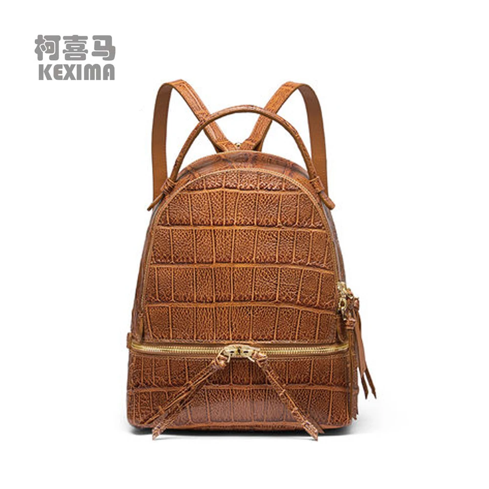 

Новый женский рюкзак KEXIMA gete из американской кожи аллигатора, новая модная дорожная сумка, вместительный женский рюкзак из крокодиловой кожи