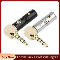 90 Degree 3.5mm Jack Connector 4 Pole Audio Plug Right Angle Earphone Consumer Electronics For Soldering HiFi Headphone Terminal