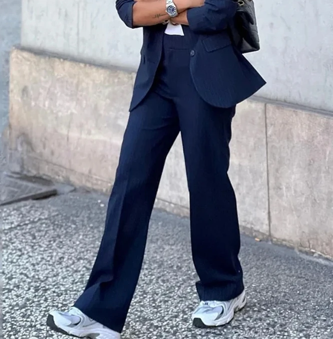 Elegant Women's Pant Suit 2023 New Fashion Ladies Office Style Commuting Professional Blazer and High Waist Straight Pants Suit