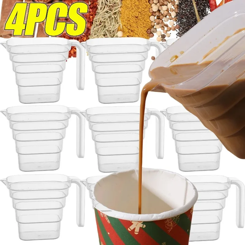 

1/4 шт. пластиковые прозрачные весы с ручкой, мерные стаканчики для жидкости большой емкости, многофункциональные кухонные инструменты для выпечки тортов