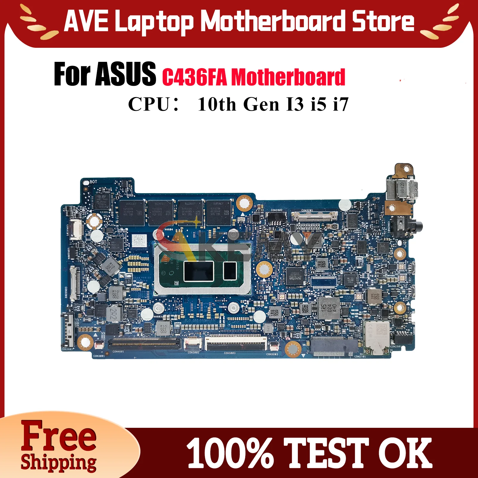 

C436FA Материнская плата для ноутбука ASUS Chromebook C436F C436FA Материнская плата для ноутбука 10-го поколения I3 i5 i7 100% тест ОК быстрая доставка