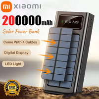 Xiaomi 200000mAh Solar Power Bank Ultra Capacity USB 4 in1 Super Fast Charging USB TypeC LED Light Outdoor For iPhone Samsung
