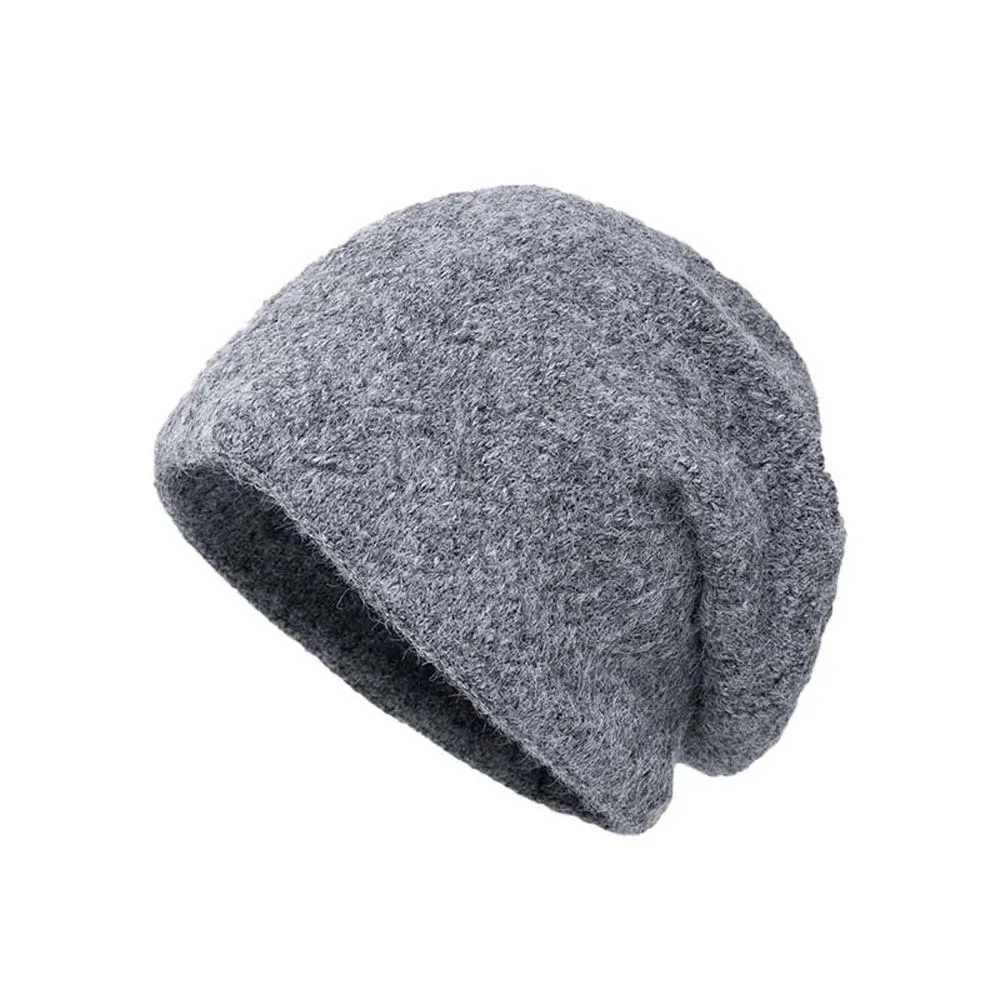 Oversized Cozy Headwear Elastic Slouchy Beanie Hat Thickened Thermal Thick Warm Bonnet Ribbed Soft Winter Knit Cap Commute