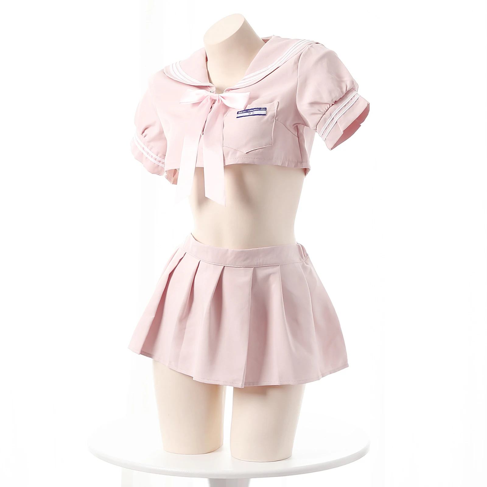 Наряд школьницы для женщин, японская униформа JK для косплея, укороченный топ с короткими рукавами, плиссированная мини-юбка и бант, необычный комплект нижнего белья