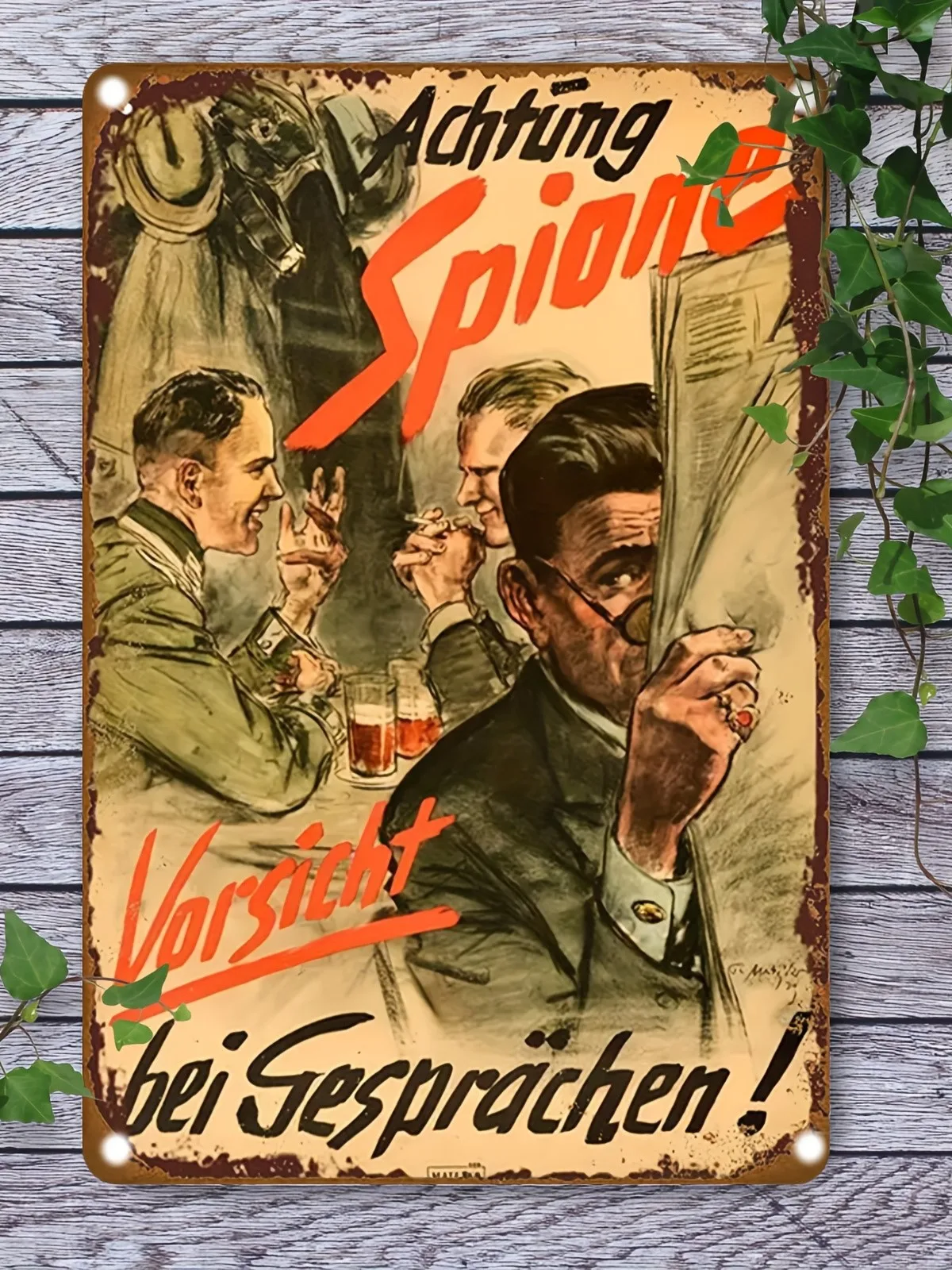 Deutsches Propaganda-Metallblechschild „Beware of Cases“ – Retro-Wandkunst aus Eisen, ungerahmte Dekoration für Zuhause, Bar, Büro, Garten, historisch