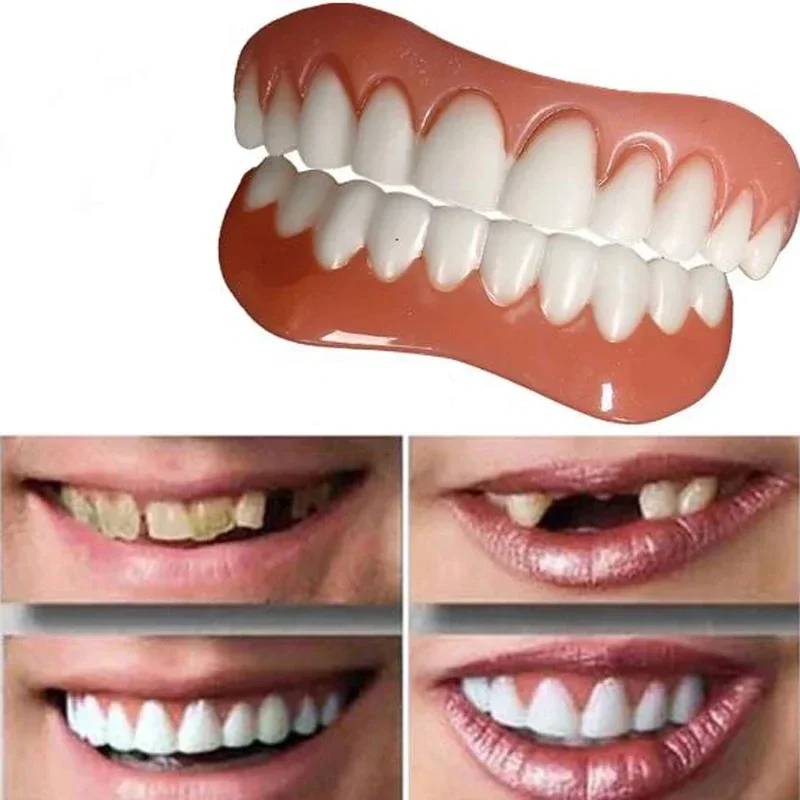 Folheado dental do silicone para homens e mulheres, dentes falsos, ferramentas cosméticas, dentaduras, higiene oral, folheados, cosméticos