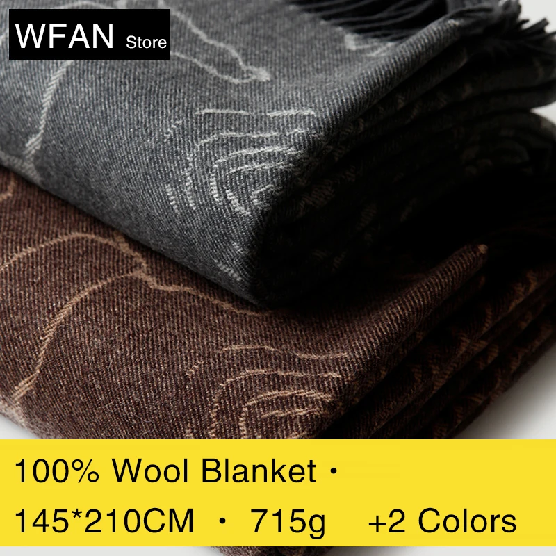 Geometric Pattern Double-Sided Wool Blanket – Lightweight & Warm Throw for Home, Travel & Camping. Thick Airplane Blanket.