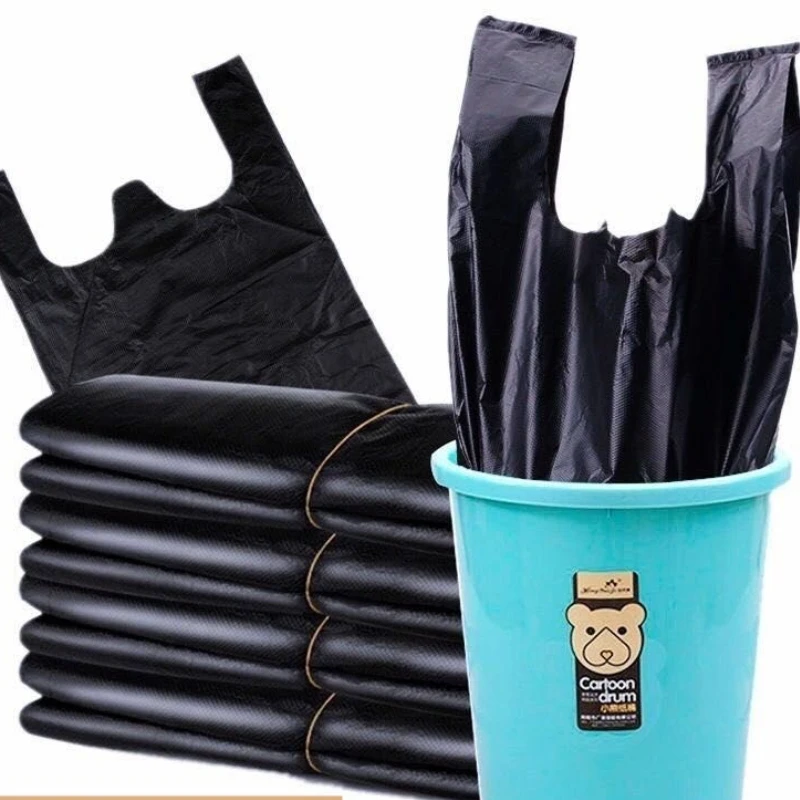 50 PCS Handle Portable Garbage Bag Thickened Disposable Plastic Bag Trash Bags Waste Bin Rubbish Bags 1 Dozen