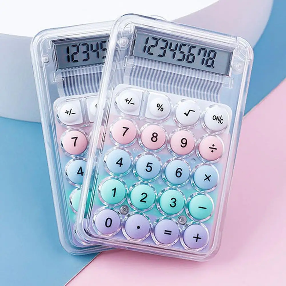 Candy Color 8 Digit Calculator Large LCD Display Big Button Portable Handheld Calculator Pocket-sized Math Tool for Student