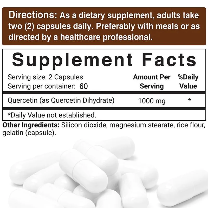 Quercetin 1000 Mg Is Efficiently Absorbed, Supports Lung Breathing, Healthy Immune Function, and Is An Antioxidant.