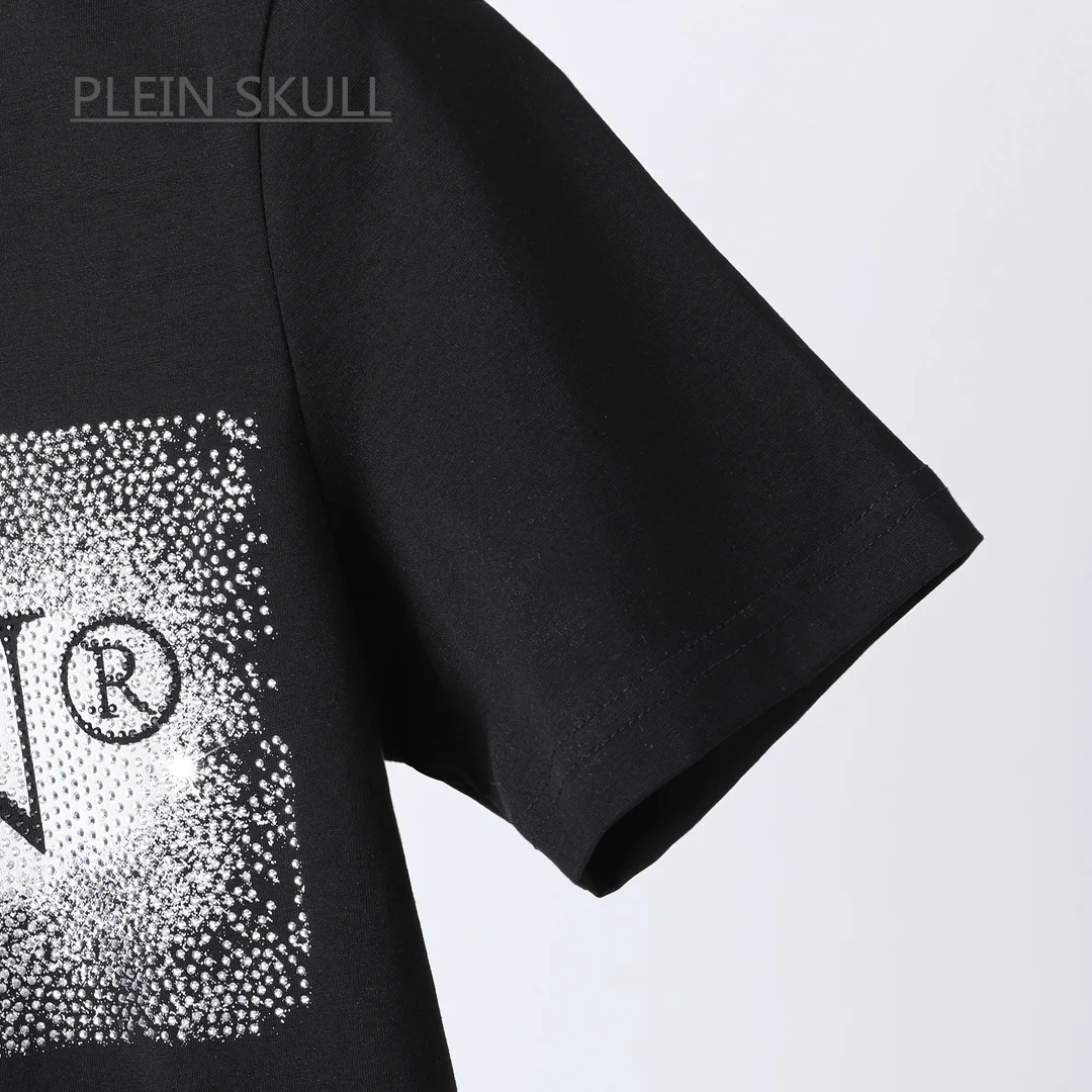PLEIN SKULL Lightweight Men\'s T-shirt Fit Gothic Punk Party Short Sleeve Top Round Unisex Sports Retro Summer Trend Neck Tee