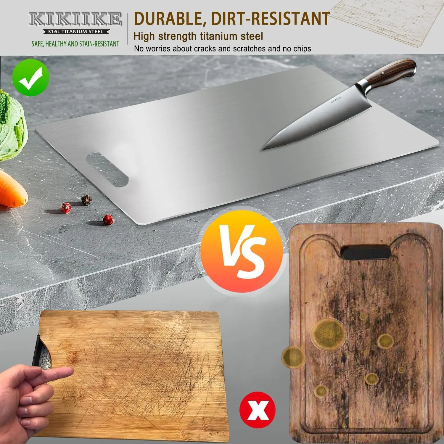 3-Piece Titanium Cutting Board Set: Durable, Non-Stick, Easy Clean for Kitchen