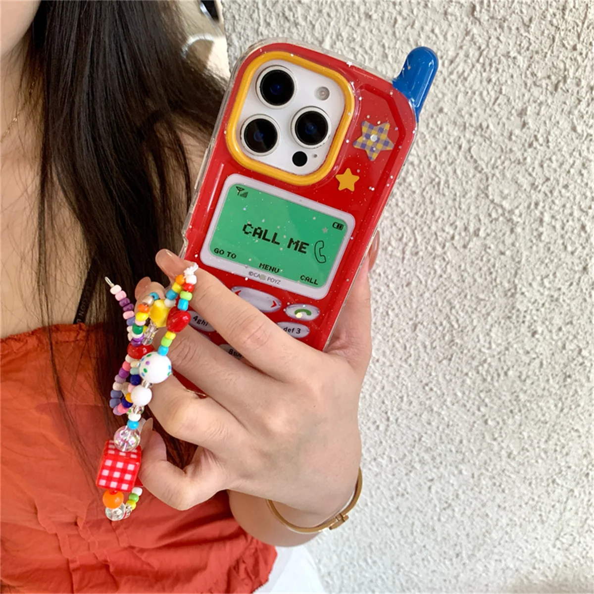 

Funny 3D Mobile Phone Case For iPhone 16 Pro 15 14 13 Pro Max Protective Cover Fashion Cute Cases with Chain Funda
