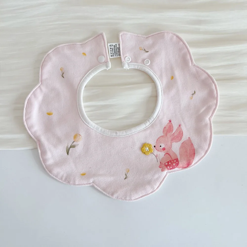 

Cartoon Anti-vomiting Bibs Flower Shape Rotatable Baby Cotton Bibs Round Neck Cotton Yarn Baby Drooling Bibs Feeding Accessories