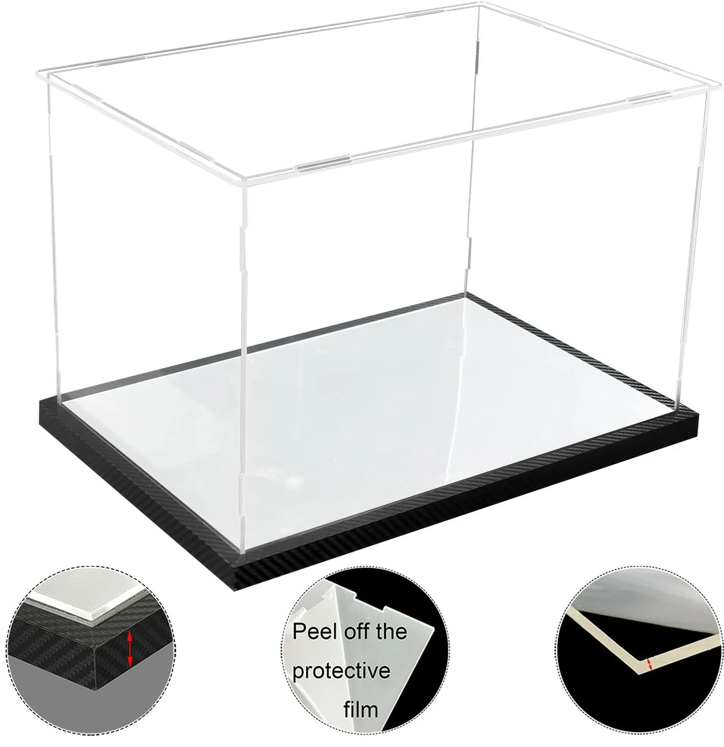 Display Case Acrylic Display Case Dustproof Protection Cabinet With Mirror Base For Figures/Toy/Car Model/Collectible/Ball/ Lego