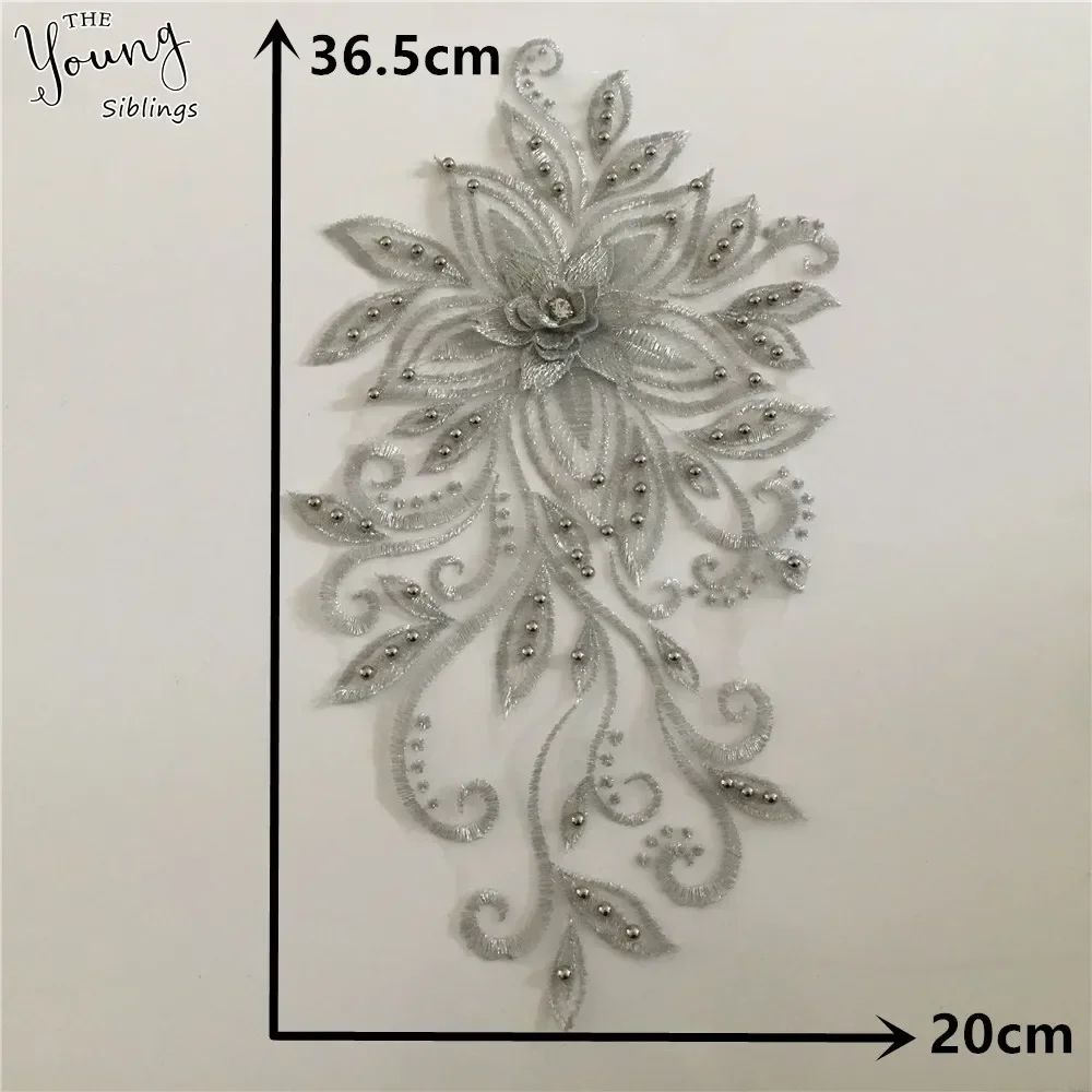 3D flower application ABS pearl Lace collar DIY Rhinestone Lace fabric laces Embroidery craft materials Dress Sewing accessories