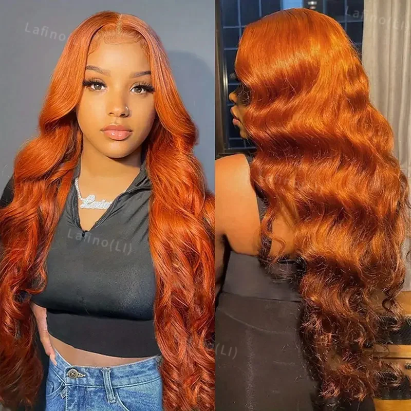 350 Body Wave 13X6 Lace Frontal Wigs Human Hair 200% Ginger Orange Brazilian 13x4 Lace Front Human Hair Wigs For Black Women