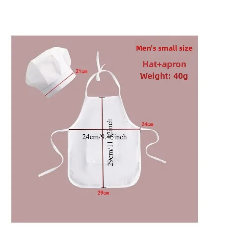 New kids photography costume little chef show clothes apron baby photo photo white chef hat costume set view 2