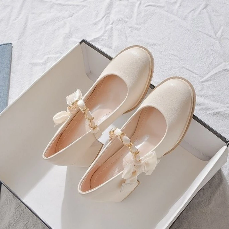 Women's 5cm Mary Jane Heels French Style Ethereal Pumps Leather Wedding Party Shoes 2026 New Arrival for Dress