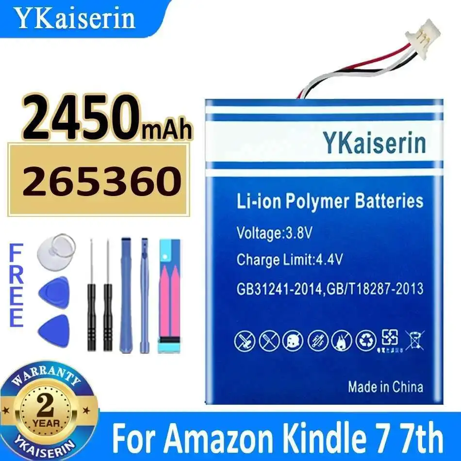 

Аккумулятор для планшета 2450 мАч для Amazon Kindle 7, 7-го поколения, 6 дюймов, электронная книга WP63GW 265360 58-000083 58-000151, кабельная версия