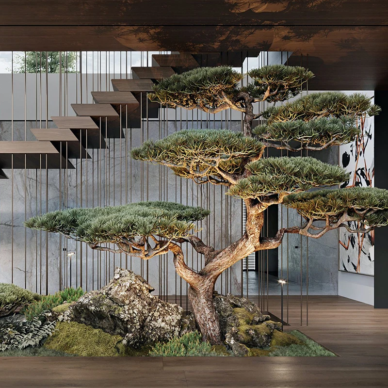 

Крупномасштабное индивидуальное китайское дерево Luo Hansong, имитация торгового центра, вестибюль отеля, добро пожаловать, сосна, декоративное