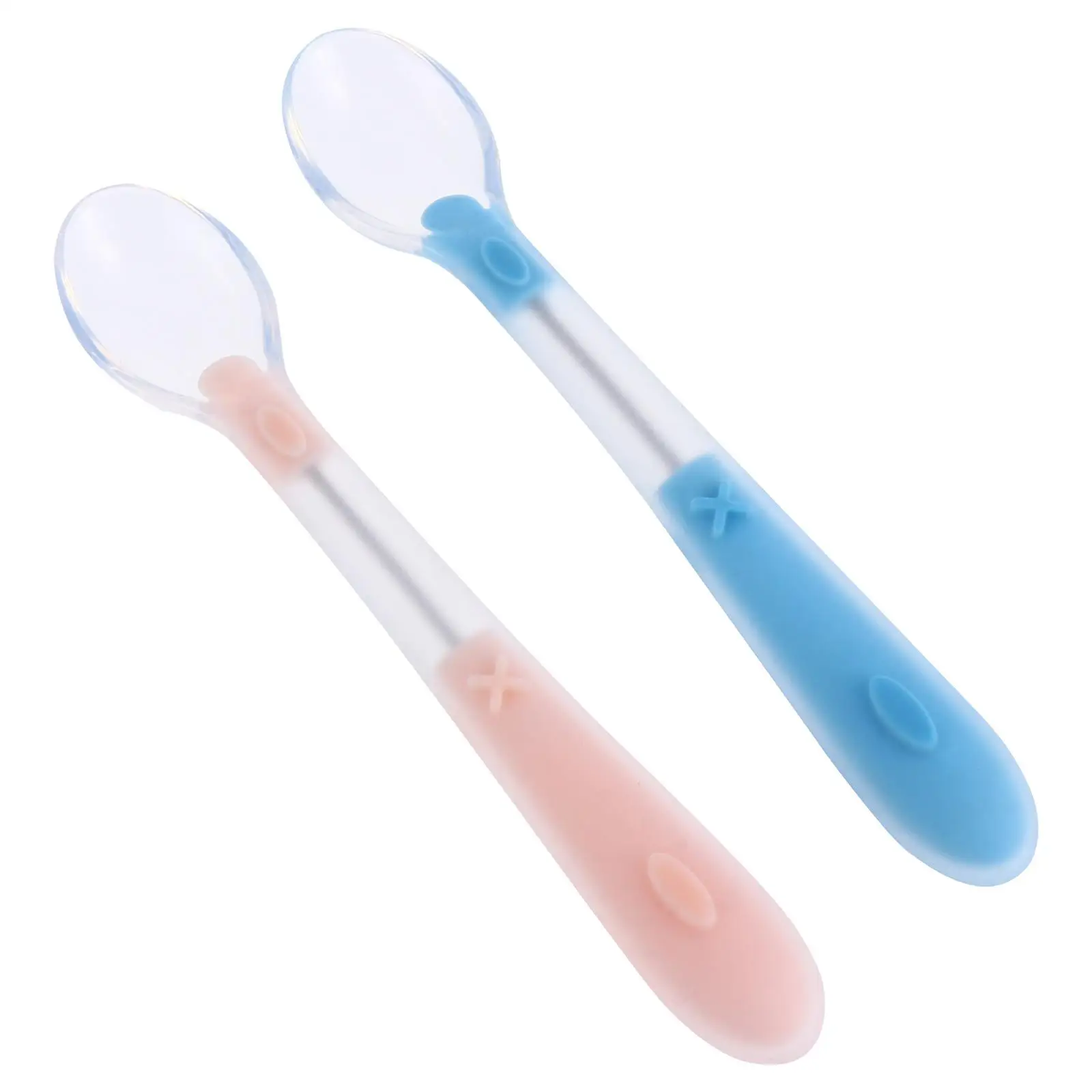 

2PCS Baby Silicone Spoons Durable Safe Toddler Utensils Lovely Kids Spoon Feeding Cutlery Portable Practical GelSpoons