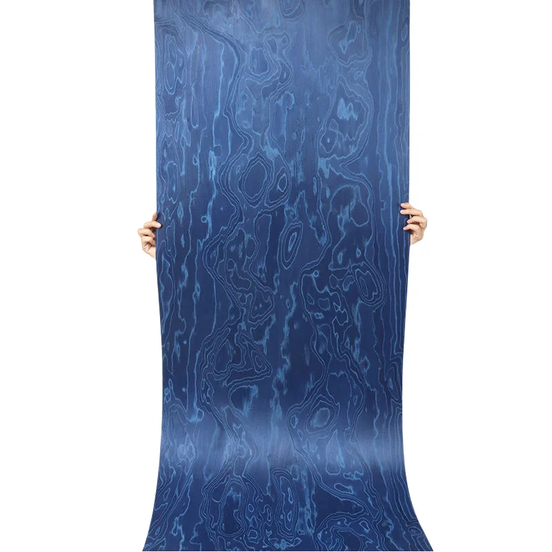 Recon Blue Burl Wood Veneer Sheet, Exotic Wooden Veneering for Home Villa Mill Work Wall Panel Furniture Art Paint Guitar Decor