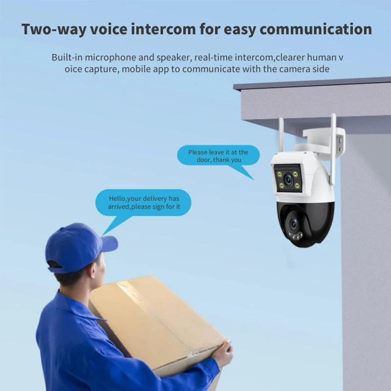 2K Умная домашняя Wi-Fi камера 4MP Открытый двойной объектив Беспроводная полноцветная беспроводная PTZ IP-купольная камера видеонаблюдения Камера безопасности