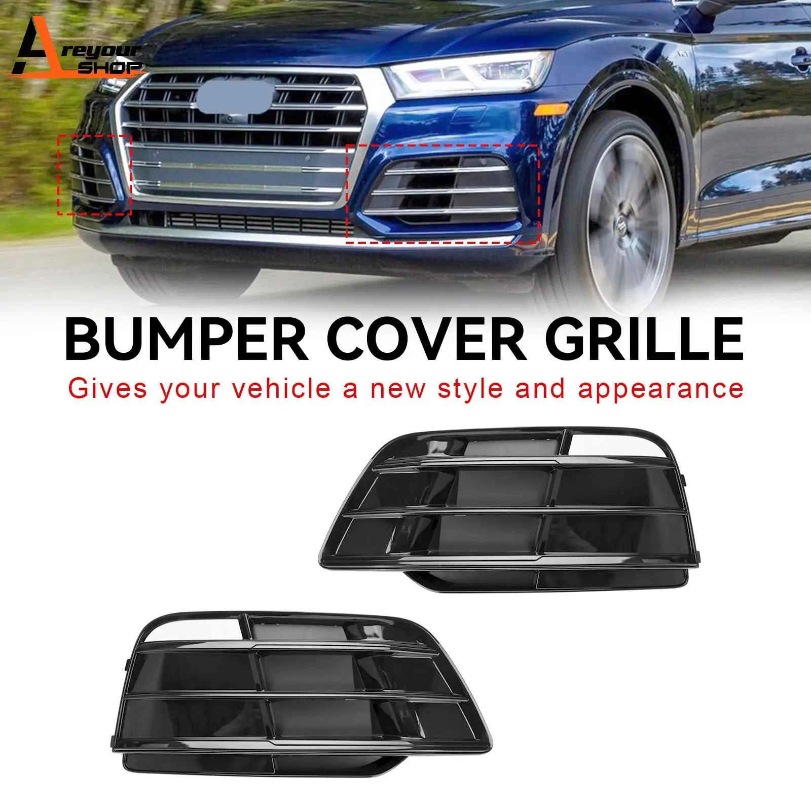 

Areyourshop Front Bumper Grille Grill 80A807679MRU6 Fit for Audi Q5 SQ5 Pre-Facelift 2018-2022