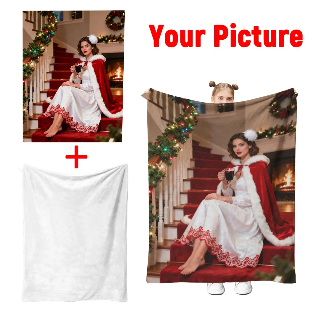 بطانية من الفلانيل مخصصة لذكرى عيد الميلاد للزوجين - منقوشة بتاريخك الخاص + نمط ندفة الثلج لعيد الميلاد، تحافظ على الدفء، قابلة للغسل في الغسالة بدون تشوه، مناسبة لسرير غرفة النوم الرئيسية ومسند الأريكة - هدية مثالية للزوجة من ألياف البوليستر الممتازة للزوجة #2