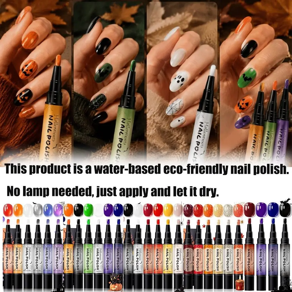 Quick Drying Nail Polish Pens High Saturated Peel Off Peel Off Nail Polish Solid Color Baking Free Baking Nail Polish Halloween