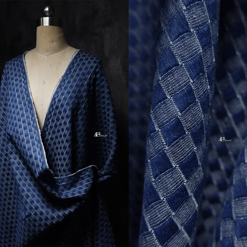 

Жаккардовая джинсовая ткань Щедрая решетчатая стирка Дизайнерская одежда Оптовая продажа Ткань Одежда Diy Шитье Полиэстер Хлопок Материал