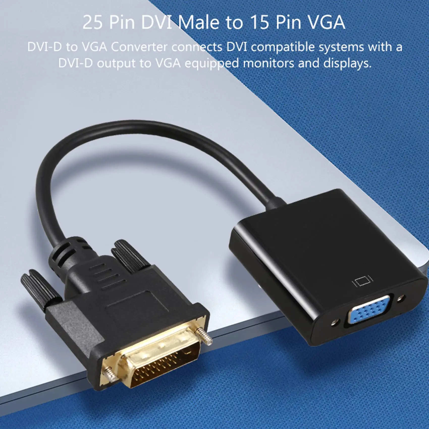 DVI to VGA Adapter Cable 1080P DVI-D to VGA Cable 24+1 25 Pin DVI Male to 15 Pin VGA Female Video Converter for PC Display