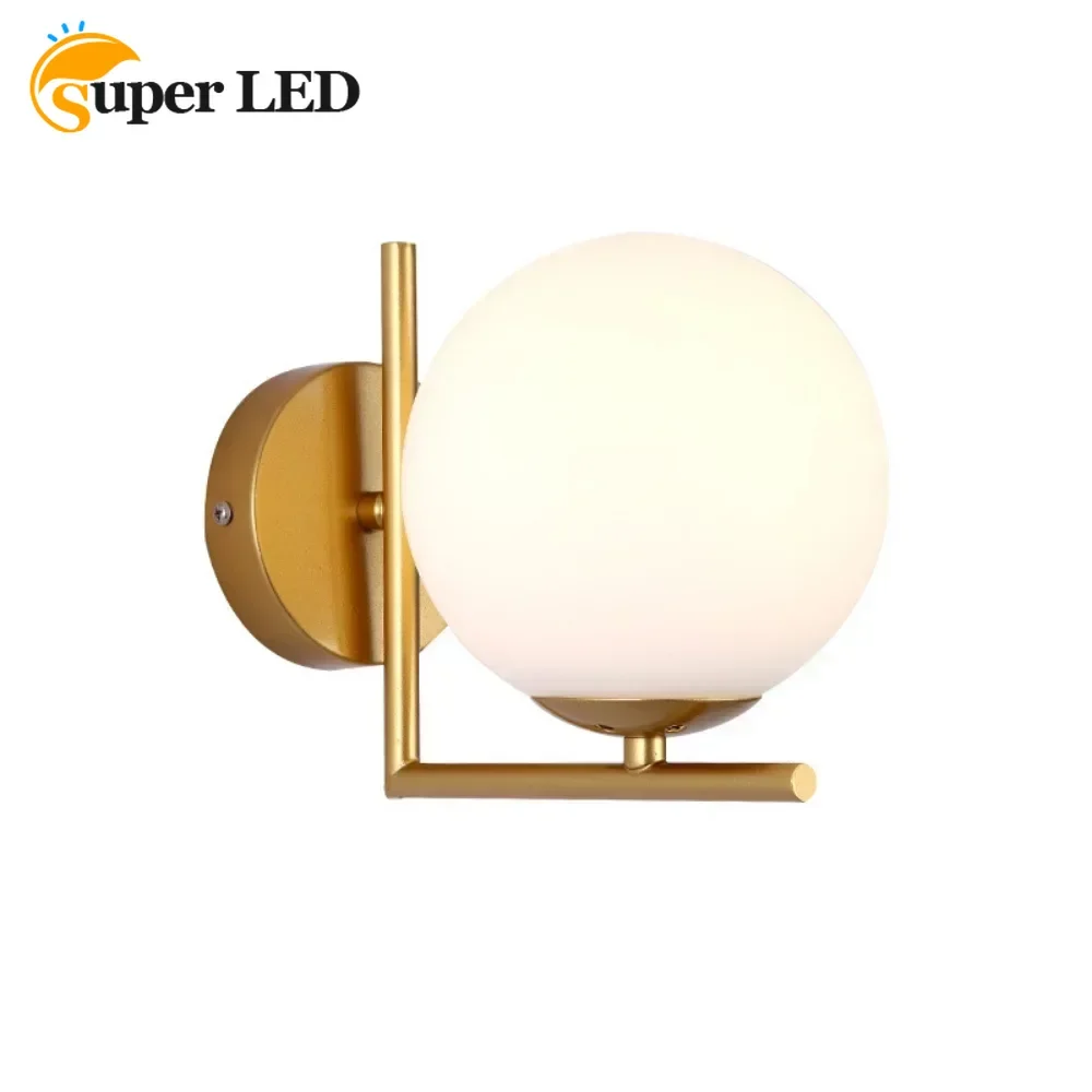 

Golden/Black Semi Flush Mount Spherical Wall Lamps Bedroom Bedside Aisle Corridor Wall Light Simple Lighting Fixtures Room Decor